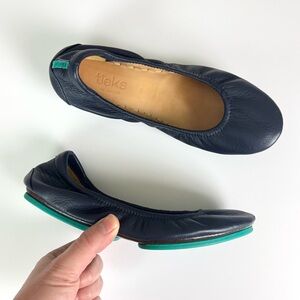 Tieks California Navy Blue Leather Ballet Flats Size Women’s 6